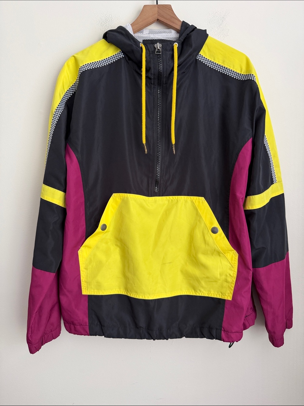 Urban Outfitters Colorblock Windbreaker Jacket neon Y2K popover hooded men’s M